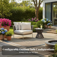Rattan design 4-Piece Woven Sofa Group Weather-Resistant Outdoor Furniture Includes paddings Patio Seating Modern Design for Guesthouse managers, Hotel Owners, Garden, Balcony, rearyard, waterfront
