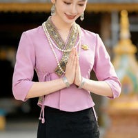 Dai Ethnic Dress for Women, Lightweight Breathable Summer Outfit, Water Splashing Costume, Black Skirt, Embroidered Workwear