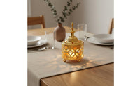 Multi-Functional Golden Metal Censer Light Luxury Ornate Tabletop Censer Easy to Clean Arabic Design Bakhoor Burner for Bedroom, Office