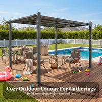 Aluminum Frame Pavilion Waterproof Solid Roof Gazebo Sun Protection Outdoor Shelter for Homeowners, Entertainers, Courtyard, Backyard, Poolside