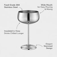 Stainless Steel Martini Glasses, Glasses, Metal Martini Glasses, Martini Goblets, Champagne Glass, Unbreakable Martini Glasses