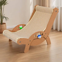 Scratch-Resistant Cat Scratcher Lounge Chair All-Season Use Cat Lounger Scratcher 2-in-1 Design Pet Furniture Stable and Sturdy for Large Cats, Living Room