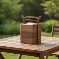 Three Layer Snack Holder Portable Wooden Box with Handle Organized Snack Container with Compartments for Living Room