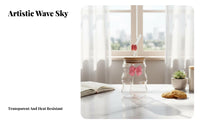 Cumulus Shaped Drinking Glass High Temperature Resistant Bowknot Glass Cup Large Capacity for Young Adults, Teenagers, Office, School, Dessert Shop