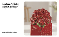 Flower 3D Desk Calendar 2026, Vintage Minimalist, Business, Gift, Creative