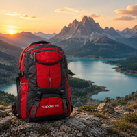 Red Large Capacity Travel Backpack Hiking Camping Bag Unisex for Extended Trips