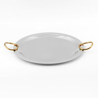 Modern Luxury Stainless Steel Mirror Tray with Gold Handles