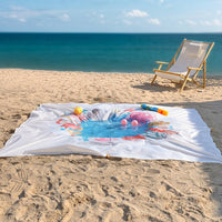 Paddling Pool and Camping Mat with Storage Bag, Waterproof Mat for Baby Pool and Beach, 505g Polyester Fiber, Portable Ocean Theme Travel Mat