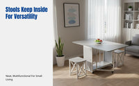 Foldable Dining Table, Modern Minimalist, Space-Saving, Movable, Small Apartment Table & Stool