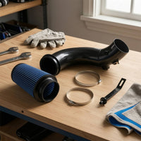 Air Intake Kit with Mounting Bracket Curved Air Intake Kit with Pipe Car Part Pleated No Modification for Truck Enthusiasts