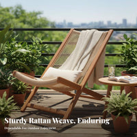 Woven Rope Recliner Foldable Lounge Chair Sturdy Frame Er Proceed Nomic Design for Homeowners, Adults, Balcony, Terrace
