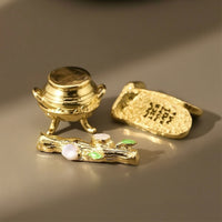 3 Pieces Gold-Tone Shrine Box Ornate Religious Ornaments Catholic Sculpture Intricate for Collectors