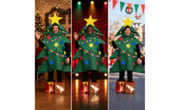 Christmas Tree Costume Funny Christmas Tree Outfit Playful Tunic Costume with Foot Covers for Adults
