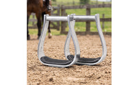 Ribbed Aluminum Stirrups with Rubber Footbed Long-Lasting Western Saddle Stirrups Optimal Support Tack Comfortable for Horse Riders, Equestrians