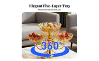 Rotating Fruit Plate Luxury Design Multi-Tier Fruit Stand Decorative Rotating Flower Snack Platter for Party Hosts, Living Room, Parties, Holidays
