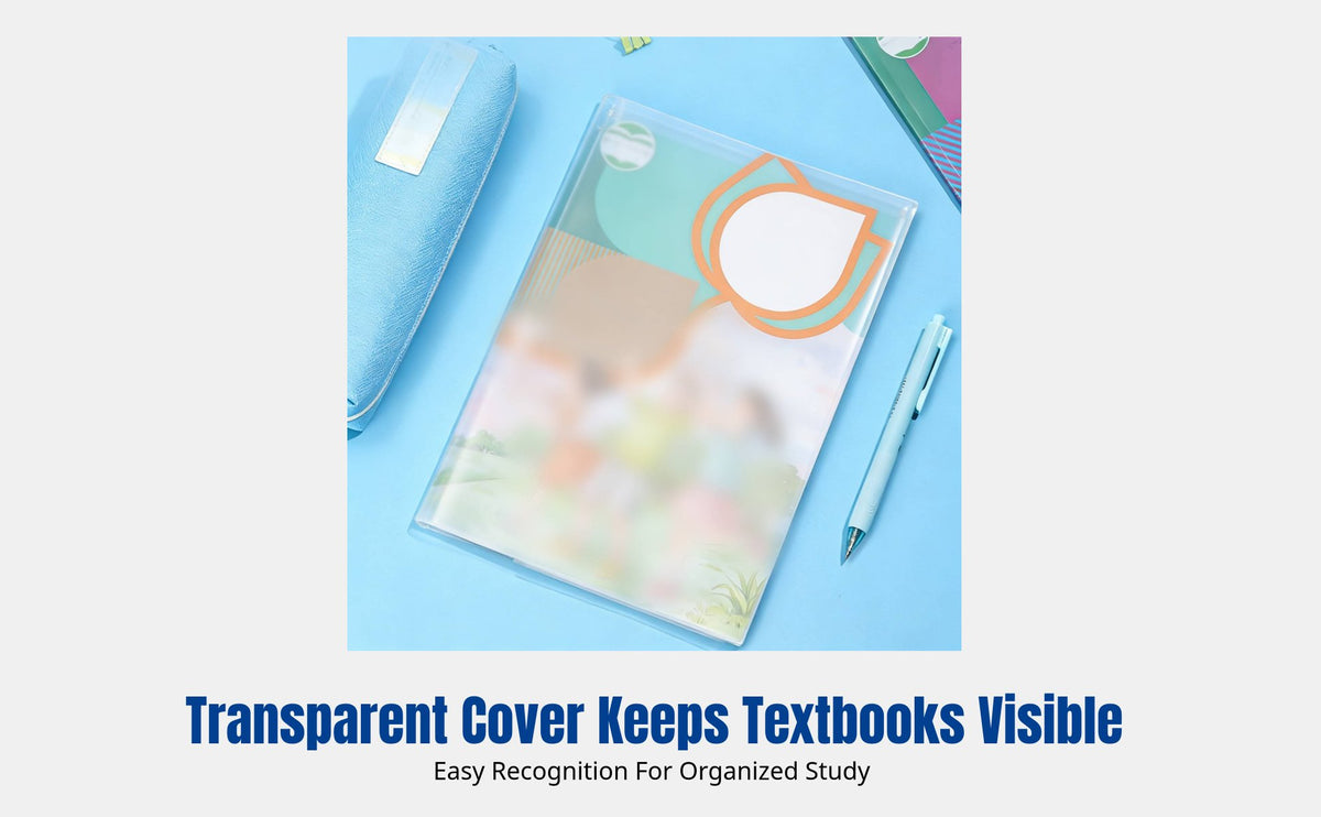 Letter-Size Book Cover, Thick Transparent Jacket, Student Protector with Name Labels