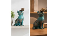 Cat Statue with Butterfly Distressed Cat Figurine with Butterfly Artistic Pet Memorial Statue for Gardeners, Garden, Patio