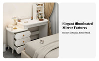 Vanity Set with Lighted Mirror Vanity Desk Dressing Table Storage Drawers Space-saving Design Suitable for Women Apartment Bedroom Walk-through Closet