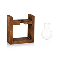 Retro Design Tabletop Glass Planter Wooden Stand Creative Gift Glass Bulb Planter Easy Water Change House Decoration for Bedroom