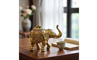 Elephant Incense Holder Brass Incense Burner with Lid Ornament for Collectors, Entryway
