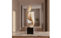 Tall Feather Sculpture with Crystal Ball Sculptural Floor Sculpture Contemporary Statue with Crystal Ball Artistic for Interior Designers, Entryway