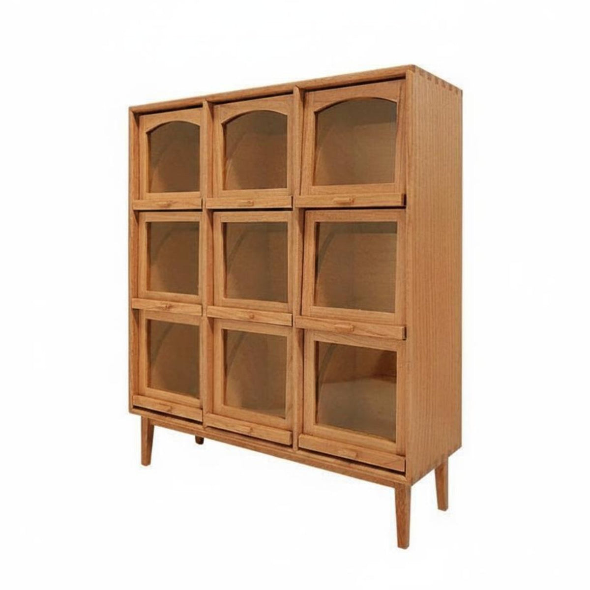 Miniature 9-Grid Storage Cabinet Multi-Scene Versatility Dollhouse Storage Cupboard Pre-Assembled Miniature Wooden Cupboard for Collectors