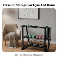 Space Saving Design Dumbbell Storage Rack Heavy Duty Steel Home Gym Storage Rack High Load Bearing Multi-Functional Weight Holder Non-Slip Base