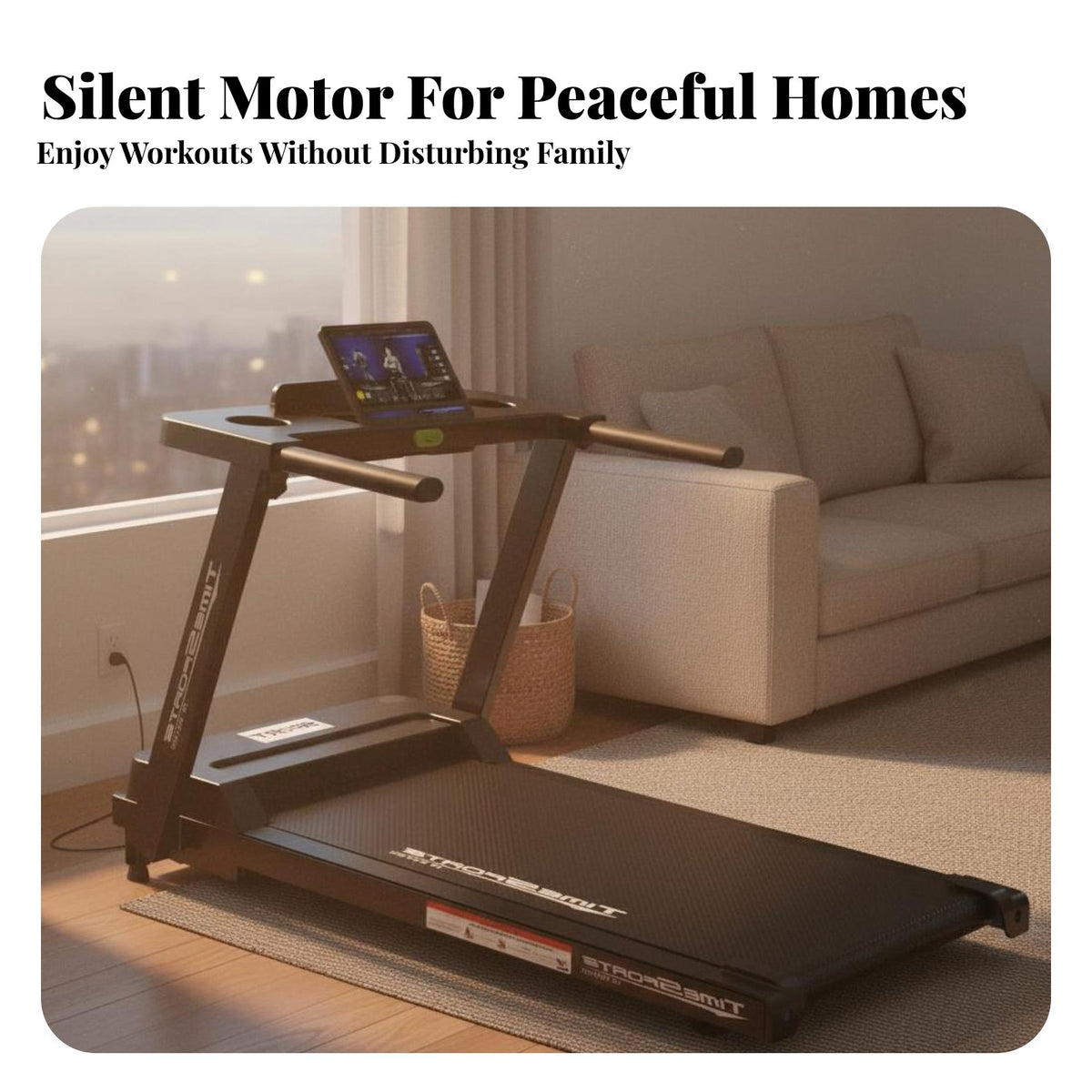 Foldable Electric Treadmill Shock Absorption System Home Running Machine Quiet Motor Folding Treadmill for Apartment Dwellers