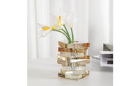 Stacked Glass Vase Luxury Style Geometric Vase Decor Easy to Clean House Ornament for Dining Table