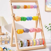 Wooden Ribbon Rack Solid Wood Construction Wooden Ribbon Organizer Multi-Functional Yarn Storage Display for DIY Enthusiasts, Crafters, Art Studio