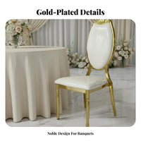 Indoor and Outdoor Use European Design Backrest Chair Long-Lasting Gold Wedding Chair Heavy Duty Banquet Seating Ergonomic Design for Restaurant Owners, Homeowners, Couples, Hotels, Formal Events, Restaurants, Reception Area