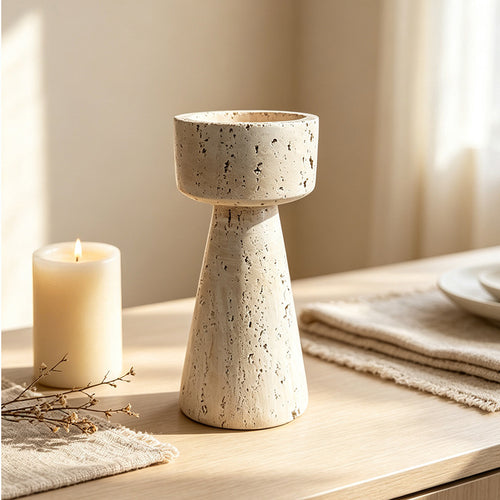 Modern Wabi-sabi Style Travertine Imitation Candle Holder