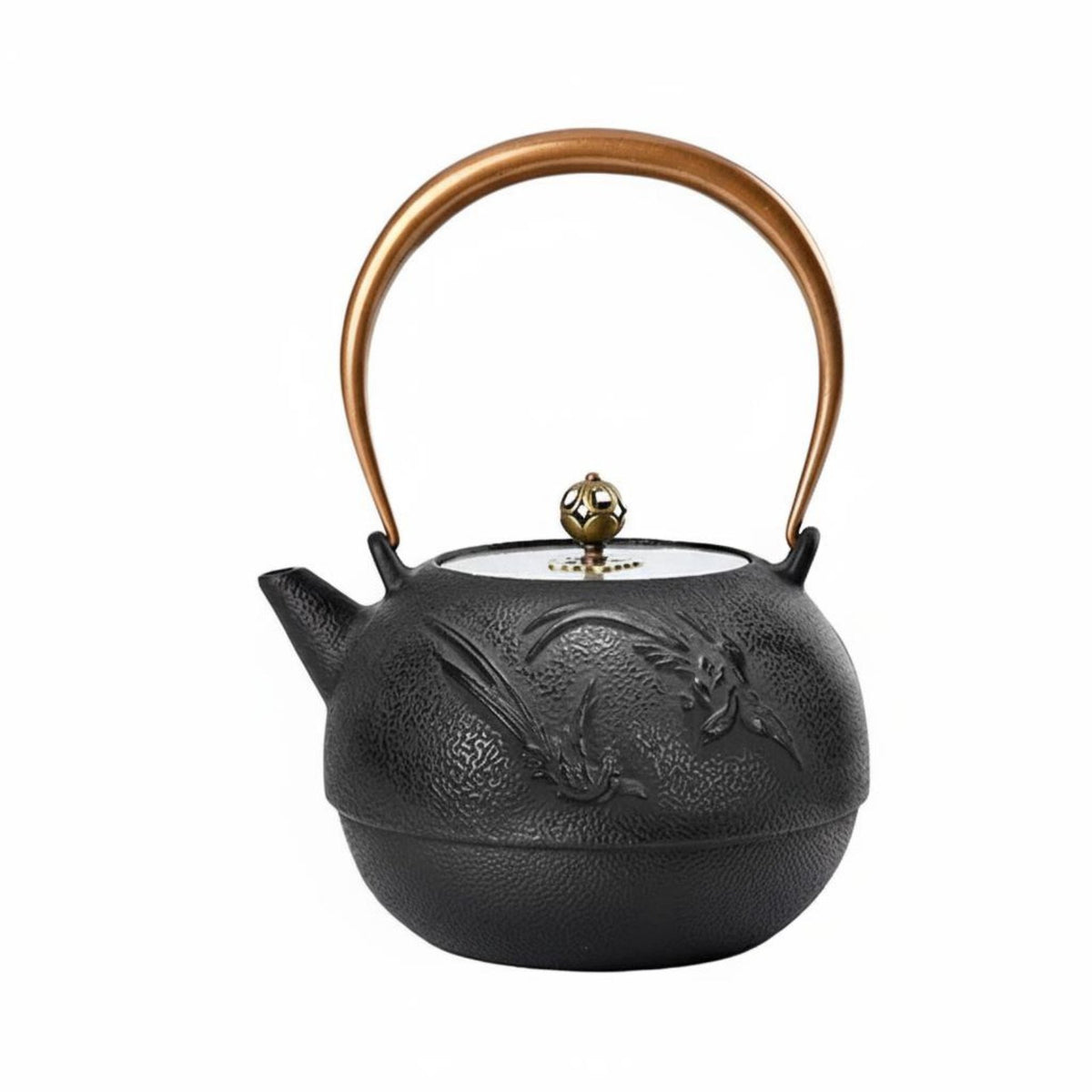 Cast Iron Teapot Uncoated Japanese Traditional Iron Teapot Multi-Cooktop Compatible Loose Leaf Tea Pot for Outdoor, Camping