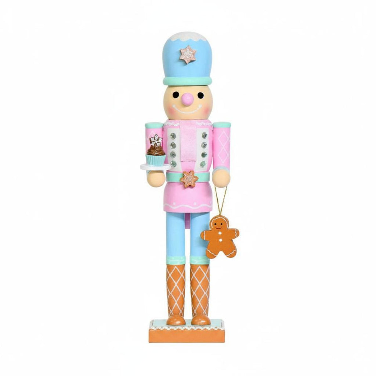 Gingerbread Nutcracker Hand-Painted Pastel Nutcracker Lightweight Festive Decor