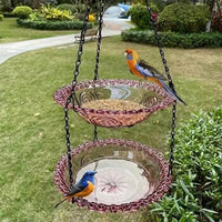 Hanging Bird Feeder for Outdoor Garden Decor, Two Level Outdoor Bird Feeder, Hanging Decoration and Garden Bird Feeder Balcony Decor