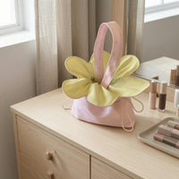 Layered Floral Flower-Shaped Purse Top Handle Flower Bag Gathered Opening Spotted Bag Soft Material