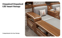 Wooden Frame Sofa with Drawers New Chinese design aesthetic sectional Storage Sofa Modern Minimalist living area design Room Furniture for Homeowners, Home, Lounge Area