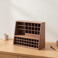 Wooden Lipsticks Holder Multifunctional Desktop Organizer with Compartments Versatile Makeup Holder for Vanity, Dorm Room
