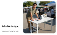 Foldable Design Rectangular Folding Table adaptable Portable Furniture Multifunctional Utility Desk Space-Saving for Street Vendors, Apartment Dwellers, exteriordoor, Small areas, Office, Study Room