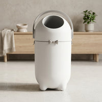 White Diaper Pail Compact Trash Can with Lid Floor-Standing Odor-Sealing Bin Modern for Parents, Bedroom