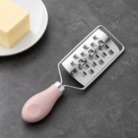 Stainless Steel Cheese Grater, Manual Kitchen Cheese Grater with Ergonomic PP Handle, Large Hole, Red