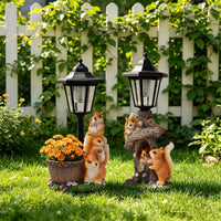 Whimsical Squirrel Garden Statue with Lantern Outdoor Solar Light with Squirrel Base Resin Long-Lasting for Gardeners