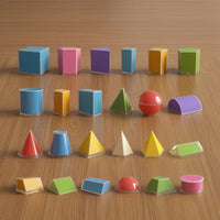 24 Pieces Geometry Teaching Model Kit Brightly Colored Geometric Shapes with Storage Box Educational Geometry Manipulatives for Tutors, Classroom