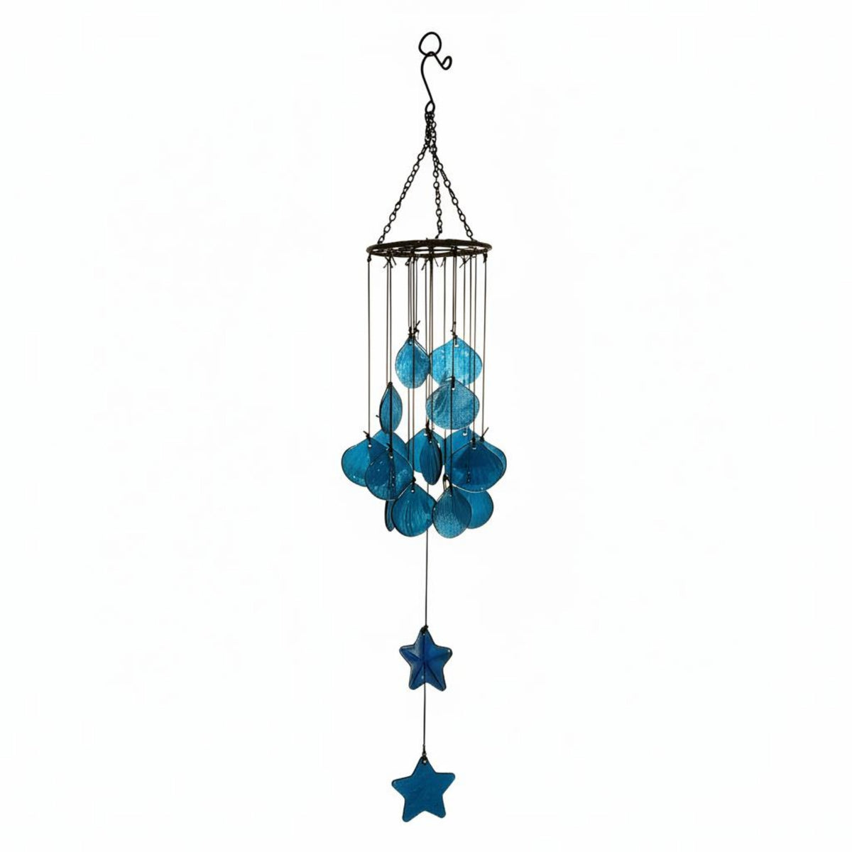 Shell Wind Chime Outdoor Glass Wind Chime Calming Tone Hanging Ornament for Balcony