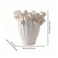 Vase with Floral Relief Asymmetrical Sculptural Vase Matte for Living Room