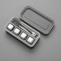 Storage Box with 12 Reusable Chilling Cubes for Home Bar, Stainless Steel Whisky Stones Gift for Him and Men, Food Grade Chilling Rocks