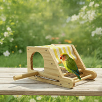 Wooden Bird Hut with Perch Natural Wood Bird Hut Secure Pet Supply Long-Lasting for Birds, Parrots