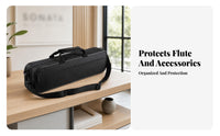 Top Handle Soft Flute Case Detachable Shoulder Strap Flute Case Padded Interior Music Storage Fitted Compartments