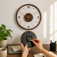 Minimalist Nordic Wooden Wall Clock with Acrylic Glass for Living Room Decor