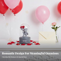 Romantic Radiance Eternal Blossom Bear Lamp Gift Box Included Blossom Glass Dome Bluetooth Speaker Battery Operated for Women, Anniversary